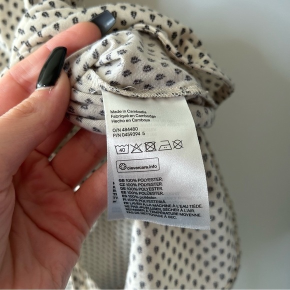 [M] H&M Button Down Creme w/ Mini Black Ferns Printed Sleeveless Tank Top Blouse - Picture 9 of 11